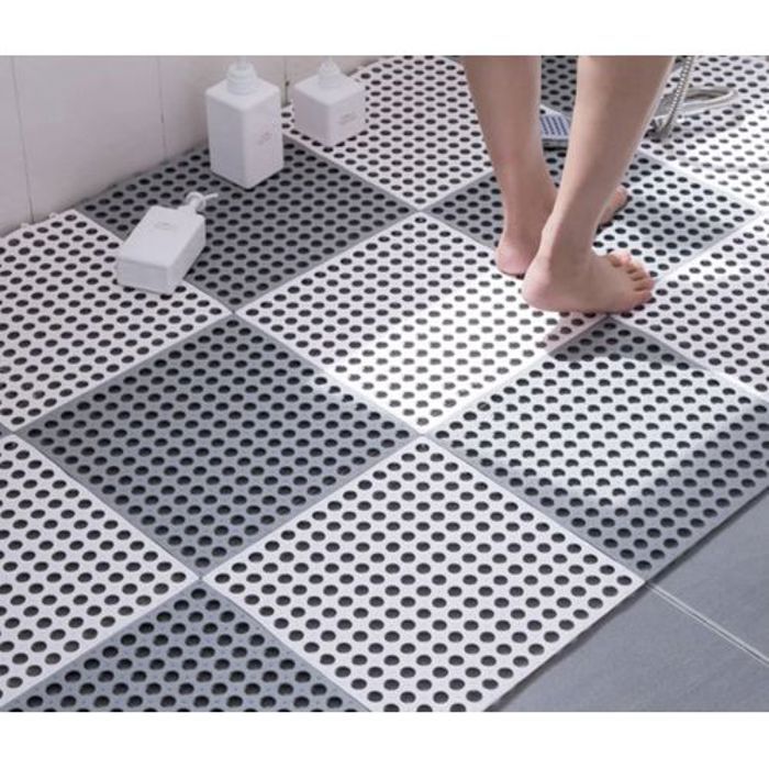 4PCS Tapis de sol de Drainage de tapis de bain à emboîtement en PVC