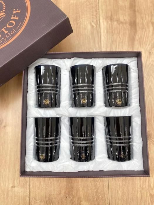COFFRET DE 6 VERRES A THE CRISTALINE NOIR