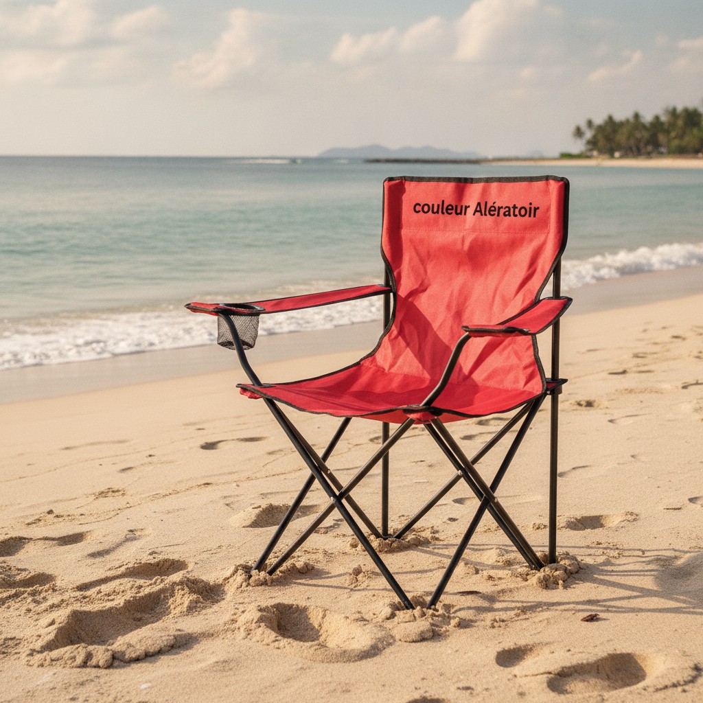 Chaise de camping et plage Fauteuil avec porte-gobelet rouge (Couleur aléatoire) - Marjane Mall - Image 3