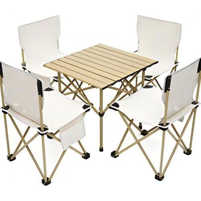pack de table pliante et 4 chaises pour une utilisation en extérieur