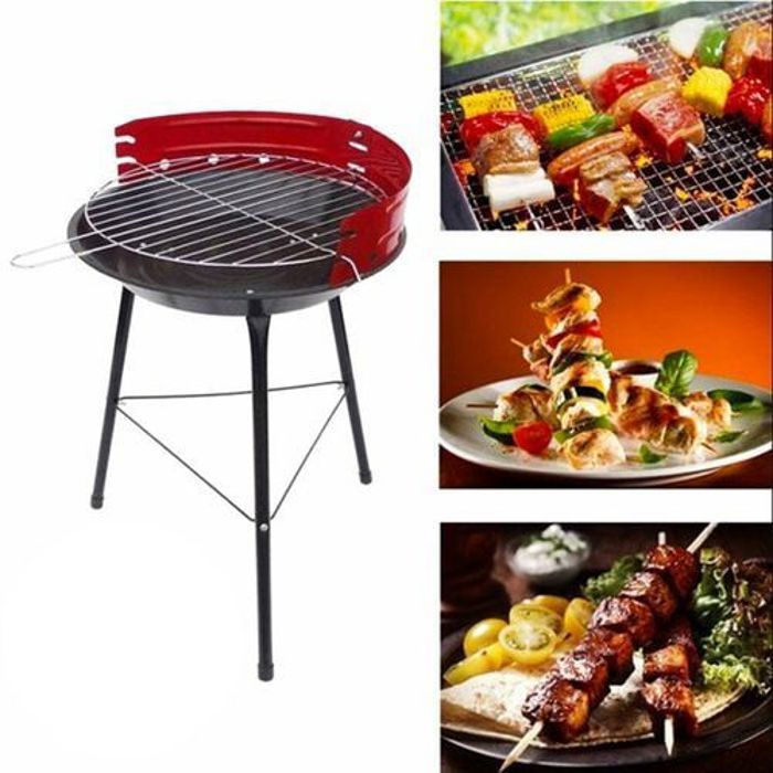Barbecue Ronde Avec Trois Jambes Pour L Extérieur Au Charbon De Bois