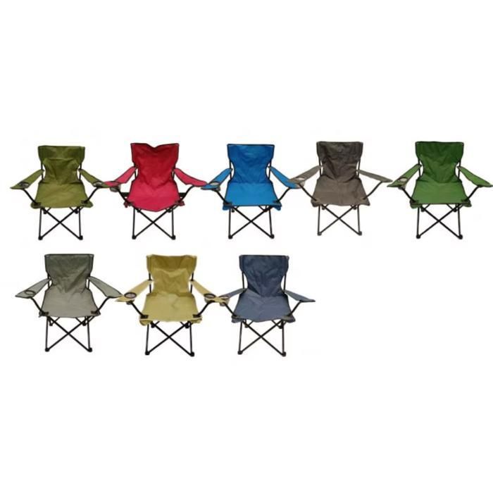 Chaise de camping Siège de plage Fauteuil Munie d'un porte-gobelet Bleu