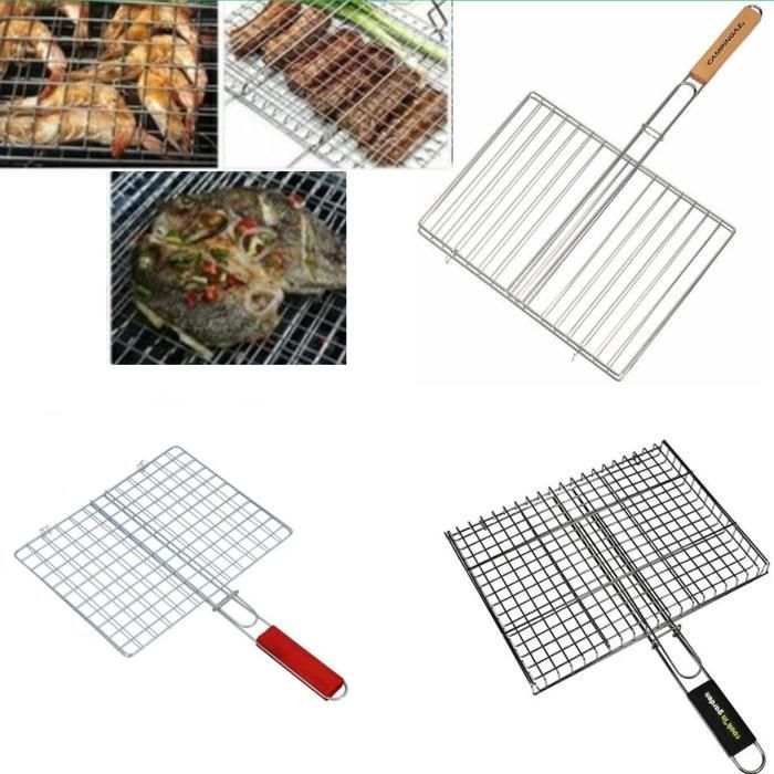Panier de barbecue pliable en maille avecpoignée pour le camping en plein air