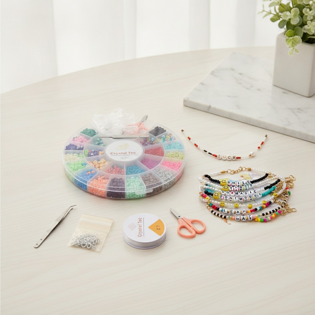 Coffret de Perles pour Bijoux avec Alphabet et Cordons pour Bracelets - Marjane Mall - Image 2