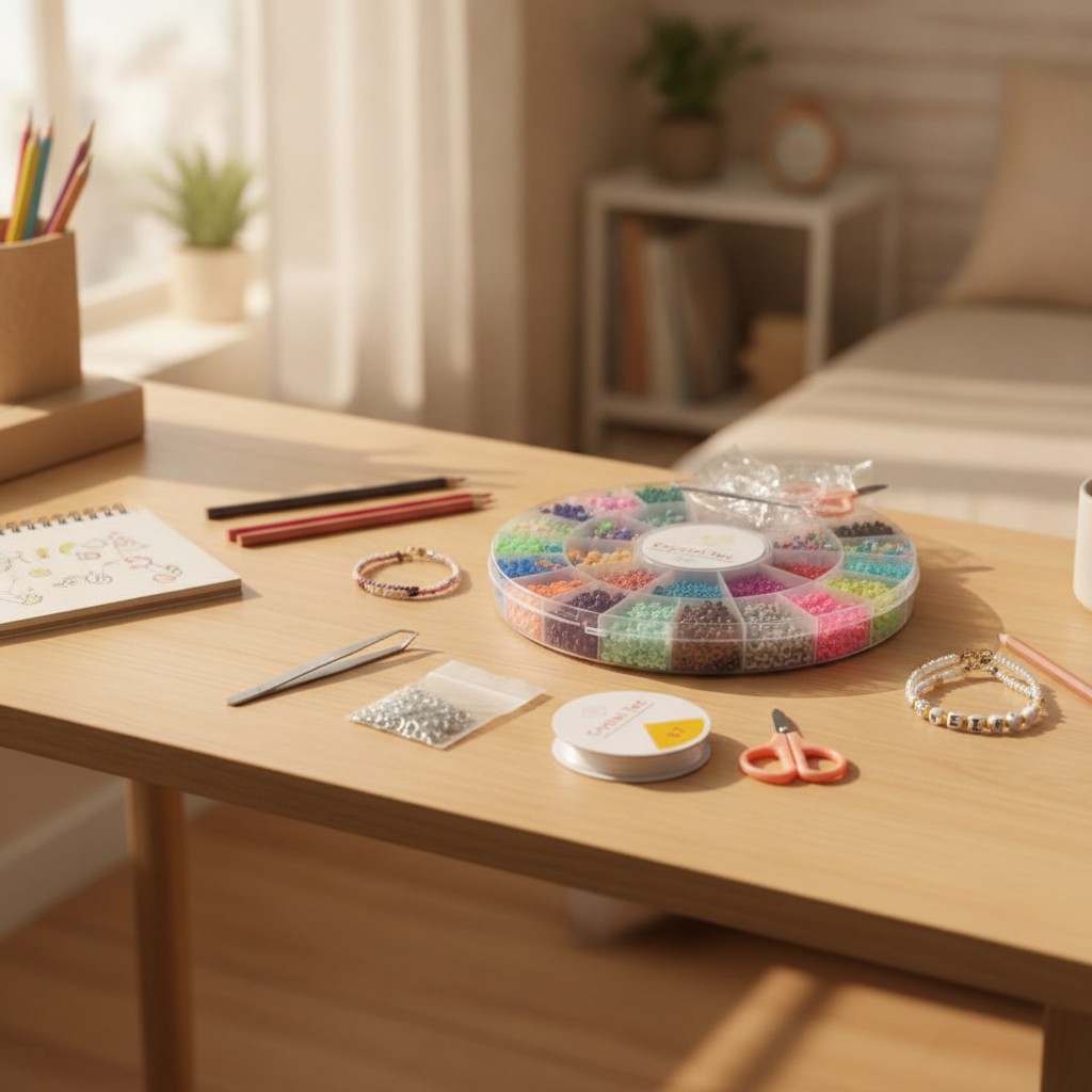 Coffret de Perles pour Bijoux avec Alphabet et Cordons pour Bracelets - Marjane Mall - Image 3
