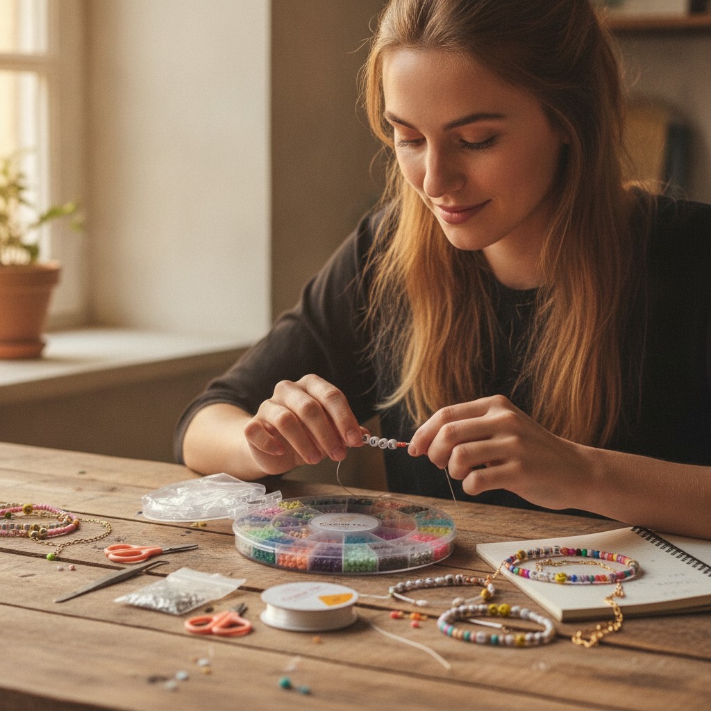 Coffret de Perles pour Bijoux avec Alphabet et Cordons pour Bracelets - Marjane Mall - Image 4
