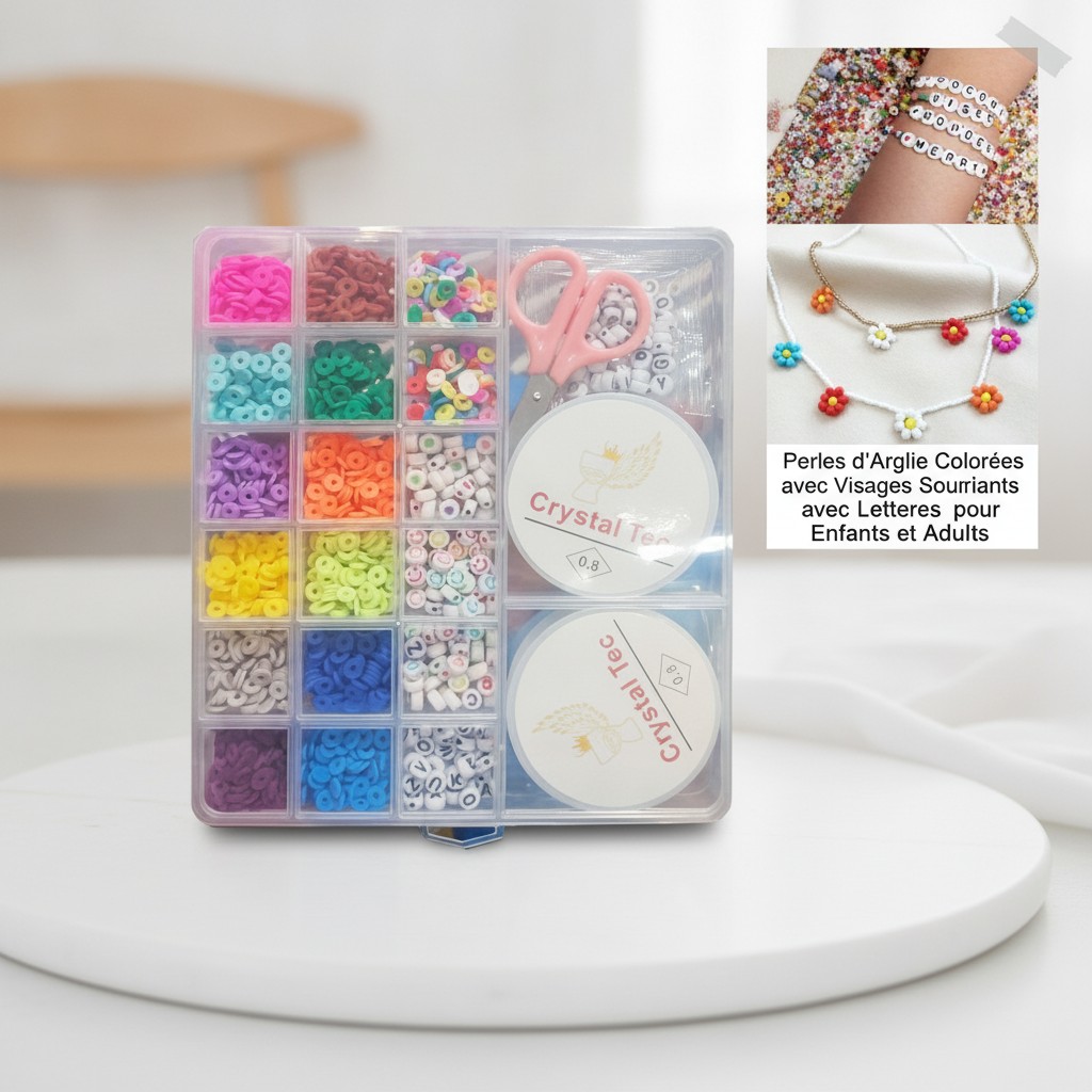 Perles d'Argile Colorées avec Visages Souriants avec Lettres pour Enfants et Adultes - Marjane Mall - Image 2