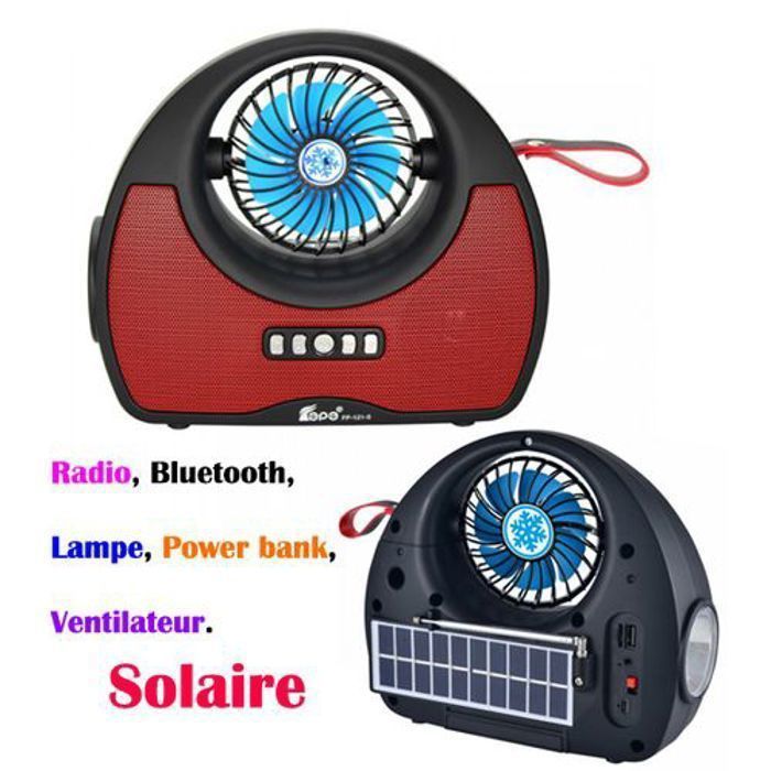 Lecteur de musique MP3 portable sans fil rechargeable avec radio Fm, ventilateur