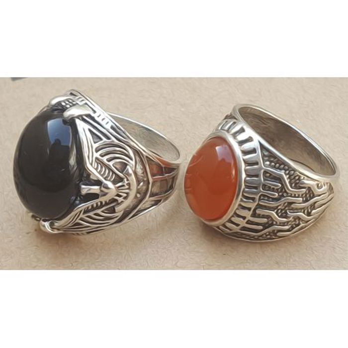 Lot de 2 Anneaux pour Hommes en Pierre Antique
