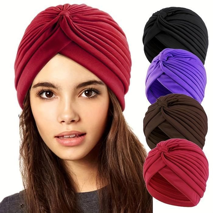 Turban pour femmes, chapeau extensible, bandeau enveloppant pour la tête Bandana
