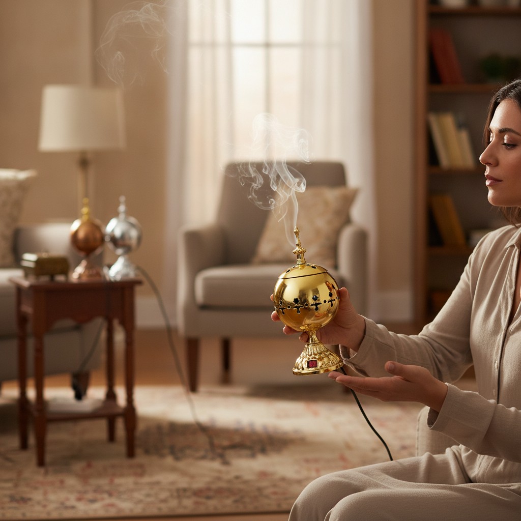 Mbikhra électrique grande taille, Brûle-encens arabe avec design oriental, pour belle Odeur dans ta maison(Couleur aléatoire) - Marjane Mall - Image 4