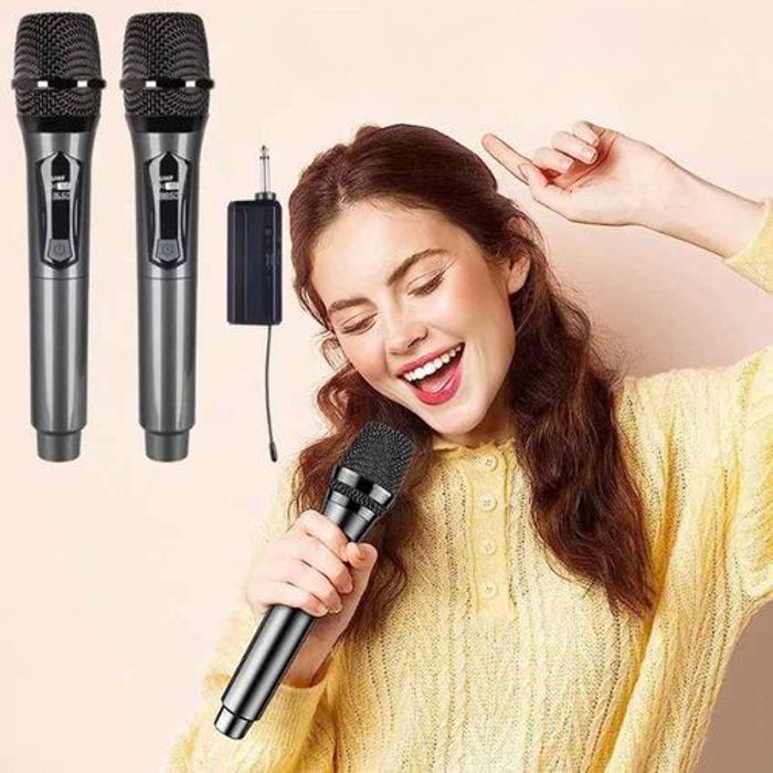 Lot de 2 Microphones sans Fil Rechargeables à 2 Canaux UHF