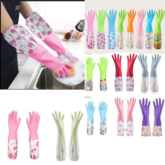 Gant de ménage respirant imperméable à l'eau mince, gants chaud longs lavage cuisine nettoyage