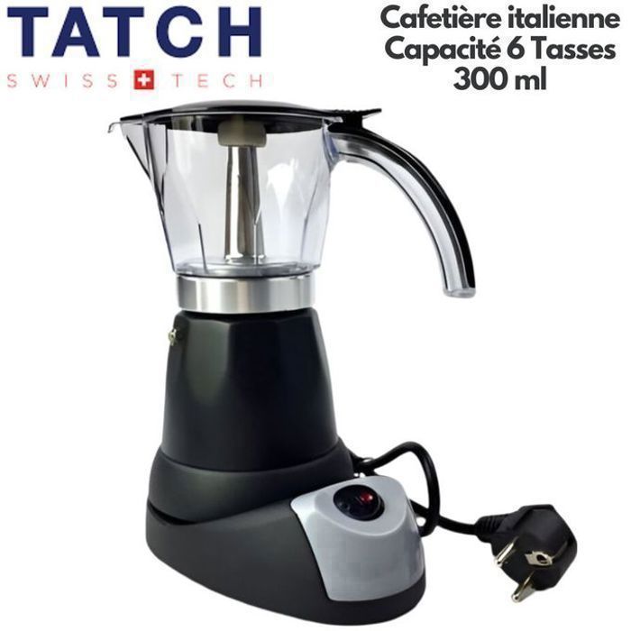 TATCH Cafetiere électrique Italienne 3 à 6 Tasses - 300 ml - 480W