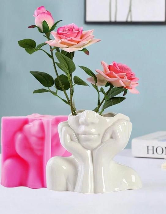 Moule en silicone pour vase de fleurs de style fille simple et pour décorations intérieures de maison