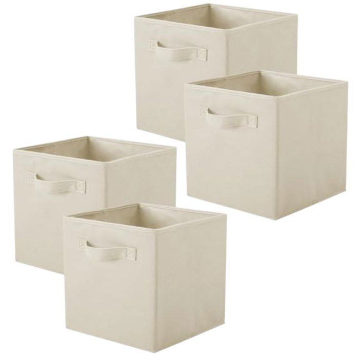 Pack de 4 Panier Cube de Rangement - 26.7 x 26.7 x 28 cm/Gris