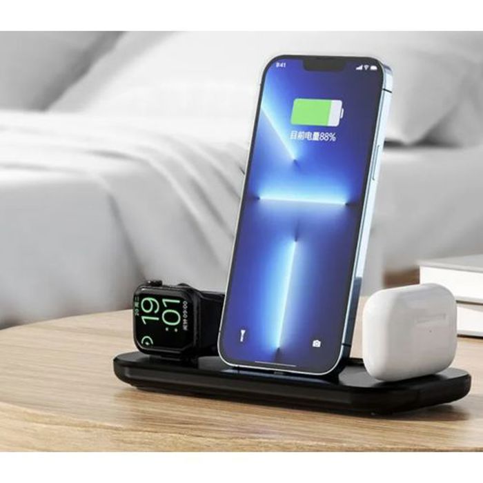 Station de charge rapide pliable 3 en 1, support de chargeur sans fil S6
