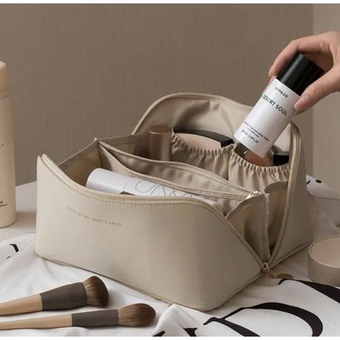Trousse de toilette multifonctionnelle en cuir pour femme, sac à cosmétiques