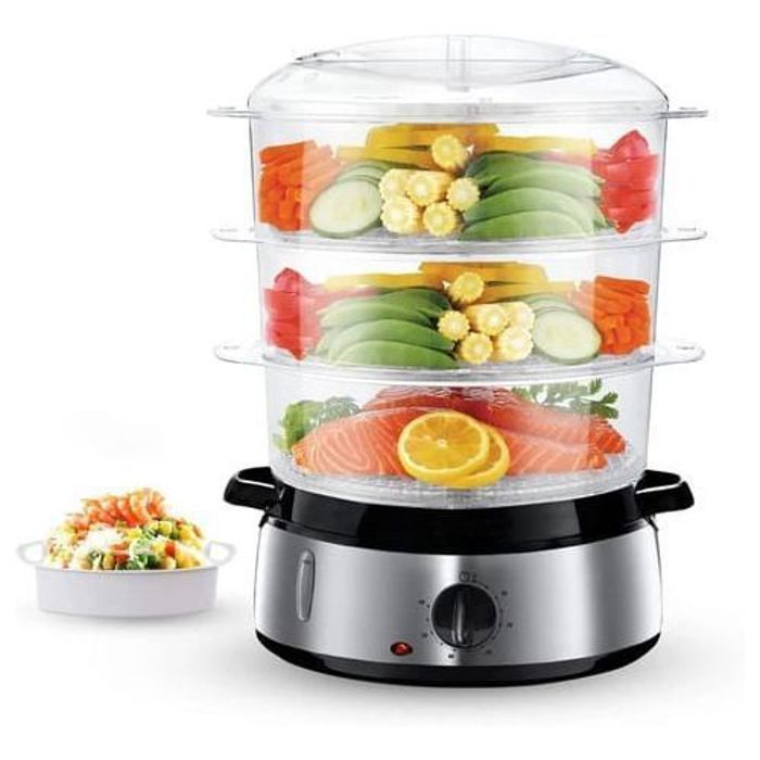 Technoswiss Cuiseur vapeur pour légumes 3 niveaux ,800W,sans BPA