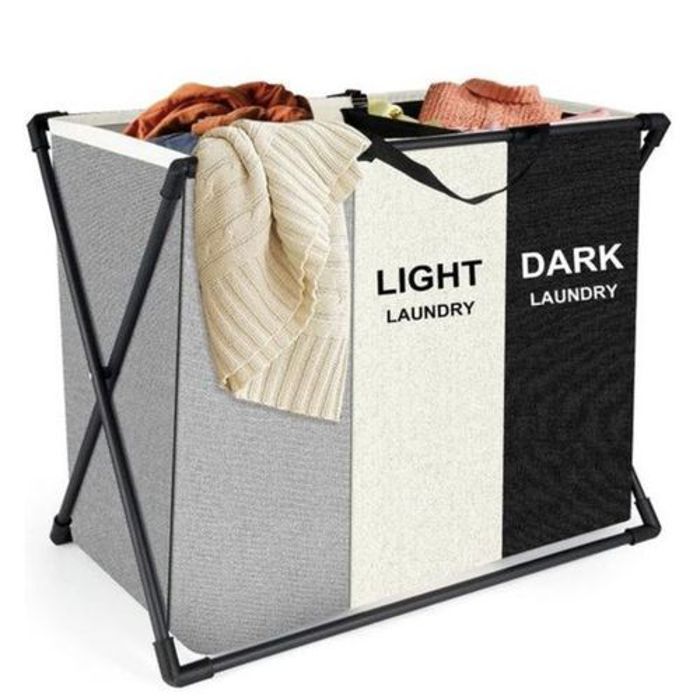 Rangement Lavage -- Sac à Linge Lessive Panier 3 Grilles Pliable