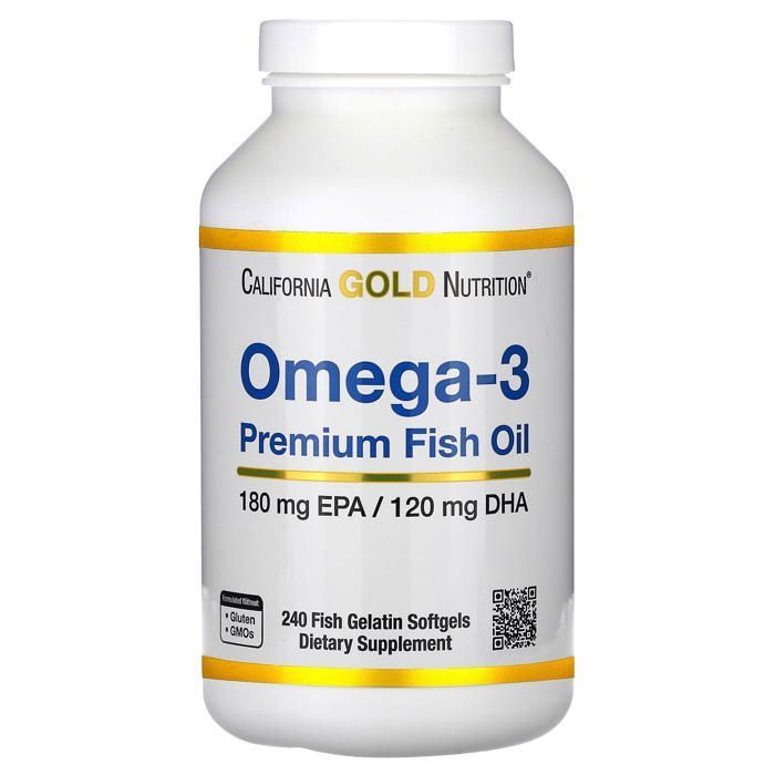 California Gold Nutrition, Huile de poisson de première qualité, Oméga-3, 240 capsules à enveloppe molle à base de gélatine de poiss