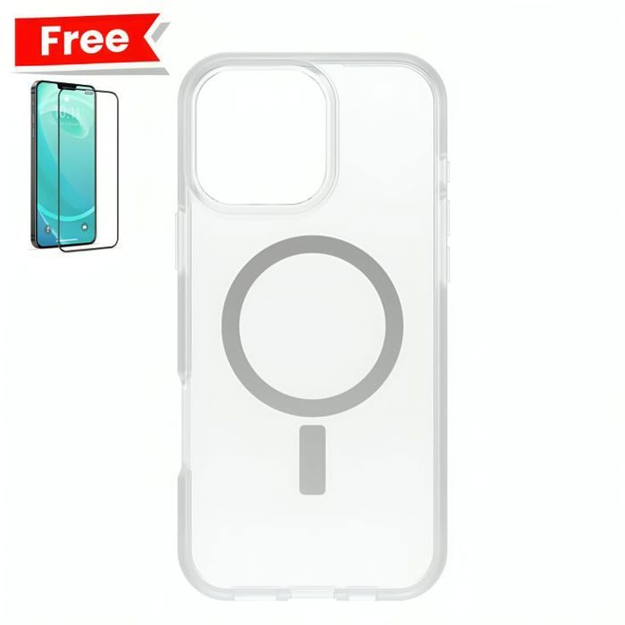 Coque iPhone 16 PRO MAX Magnétique Crystal Clear Transparente + Incassable Normal Gratuit