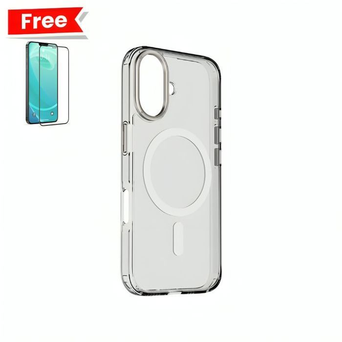 Coque iPhone 16 Magnétique Crystal Clear Transparente + Incassable Normal Gratuit