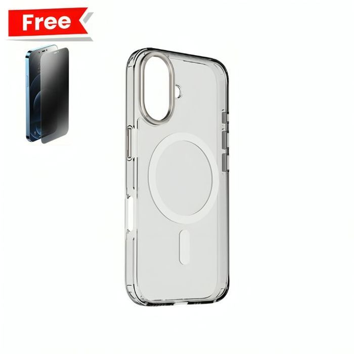 Coque iPhone 16 Magnétique Crystal Clear Transparente + Incassable Fumé Gratuit