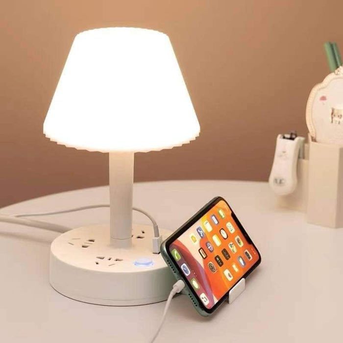 Lampe de Table tout-en-un avec 2 ports USB, prises de courant, pour le bureau