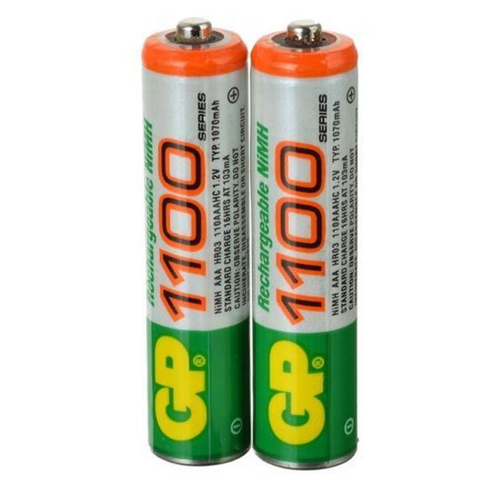 GP 1.2V 1100mAh Ni-MH Rechargeable AAA Batteries (2PCS)