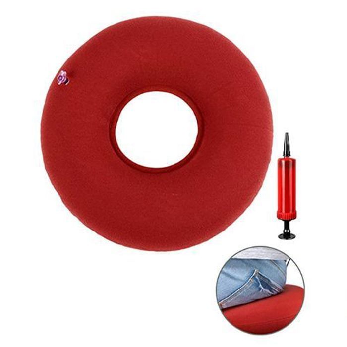Coussin rond en caoutchouc gonflable pour siège - Livré avec pompe