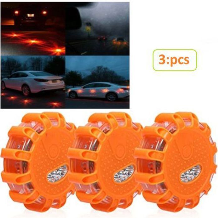 3 pcs Lampe de sécurité d avertissement Lumière magnétique en bord