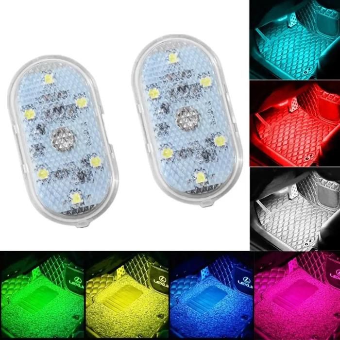 Pack de 4 lumières intérieures de voiture LED rechargeables par USB avec capteur tactile