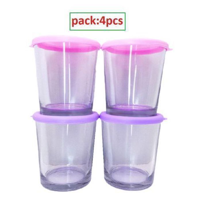 Verres en Verre 36 ml Alex Lot de 4 avec Couvercles Transparent