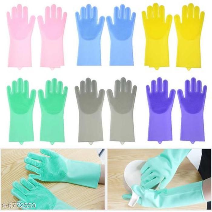 Paire Gants en silicone magiques pour le lavage de la vaisselle-Bleue