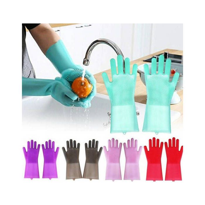Paire Gants en silicone magiques pour le lavage de la vaisselle-Rose
