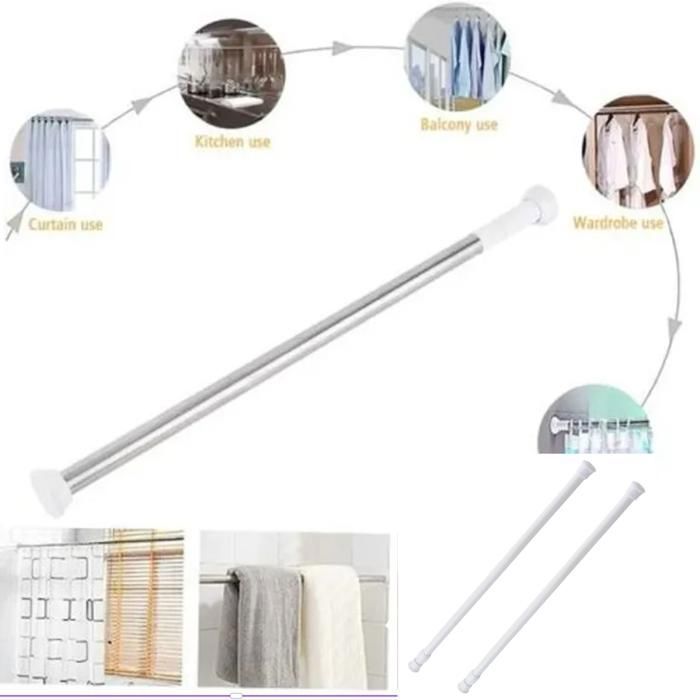 Barre à rideau en acier inoxydable pour vêtements – 140 × 260 cm