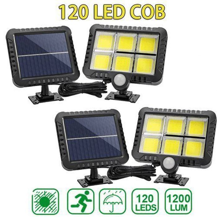 pack 2 Projecteur Lampe solaire avec détecteur de mouvement 5 m