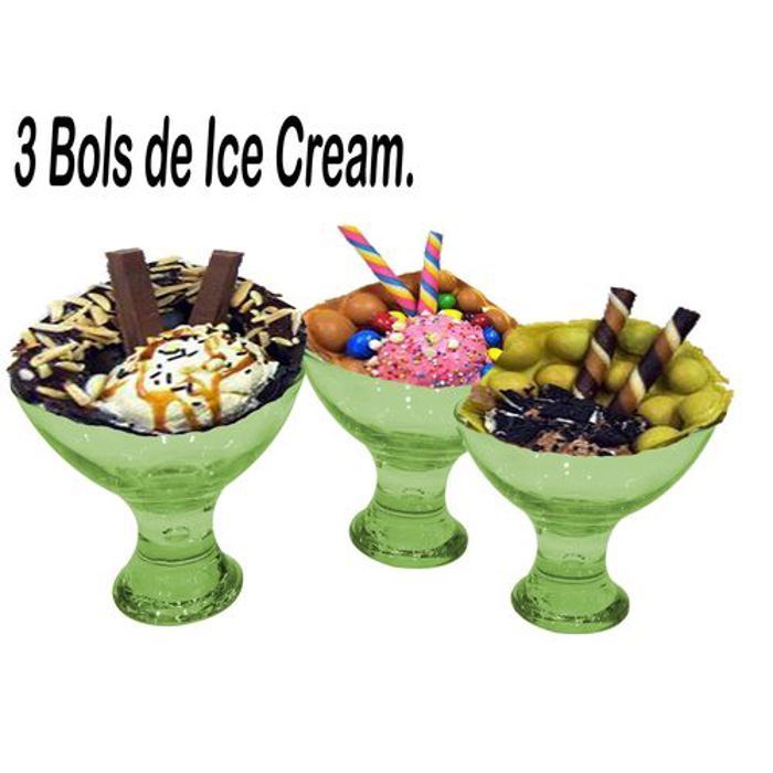 3pcs Bols de crème glacée, Ice Cream Cup, Tasse à crème glacée en verre, tasse à Milkshake pour Dessert