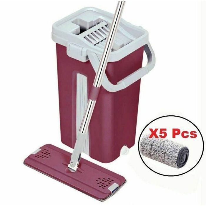 Vadrouille avec seau Large capacité-nettoyage professionnel +5 Serpillères