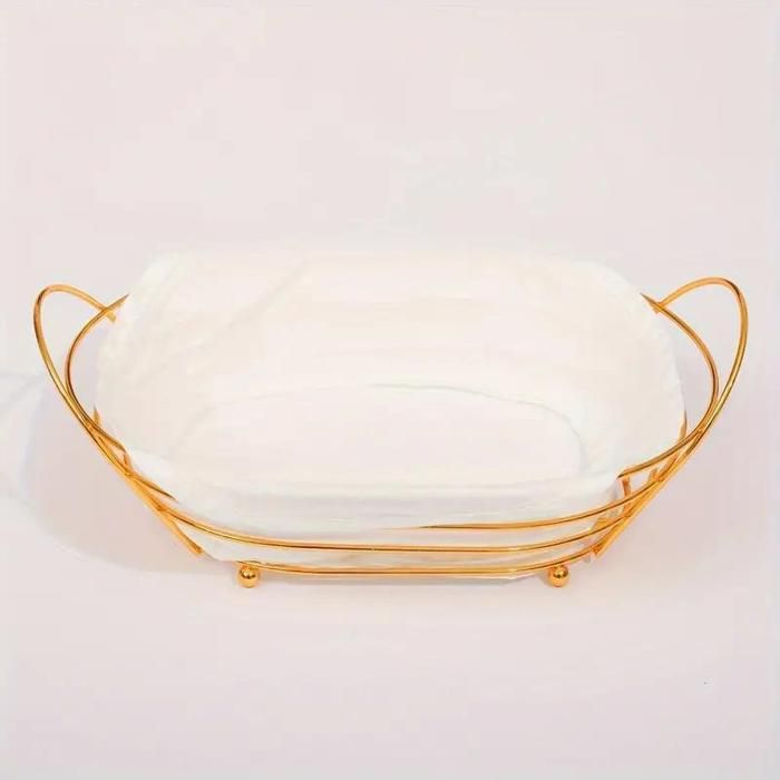 Panier à pain ovale en métal doré-toile lavable à l'intérieur - modèle aléatoires 
