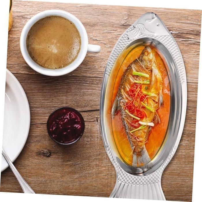 Assiette à Poisson - Inox - Ovale 39x17cm - Durable - Élégante - Facile à nettoyer