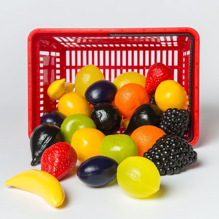 LAP - Panier de 27 fruits assortis en Plastique - jeux enfants, sens, psychomotricité, eveil - Dès 2 ans