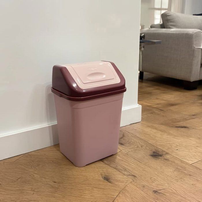 Poubelle à pédale ronde décoré marbrée blanche 10L