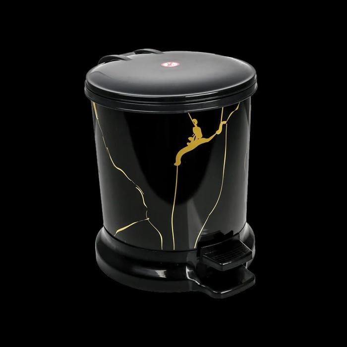 Poubelle à pédale ronde décoré marbrée 5L