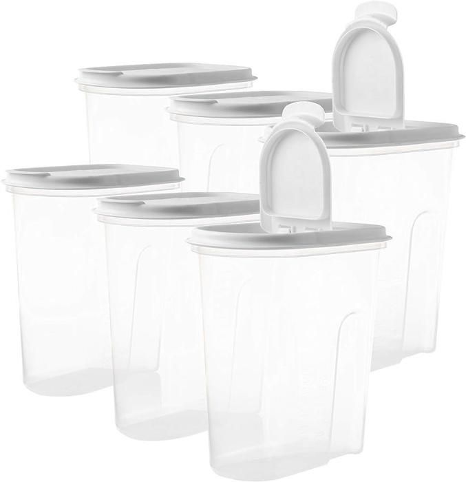 6 jarres à épices en plastique alimentaire couleur beige
