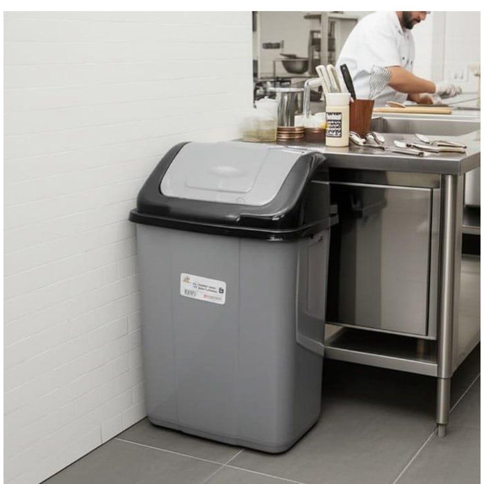 Poubelle rectangulaire a balace grise  52 L L