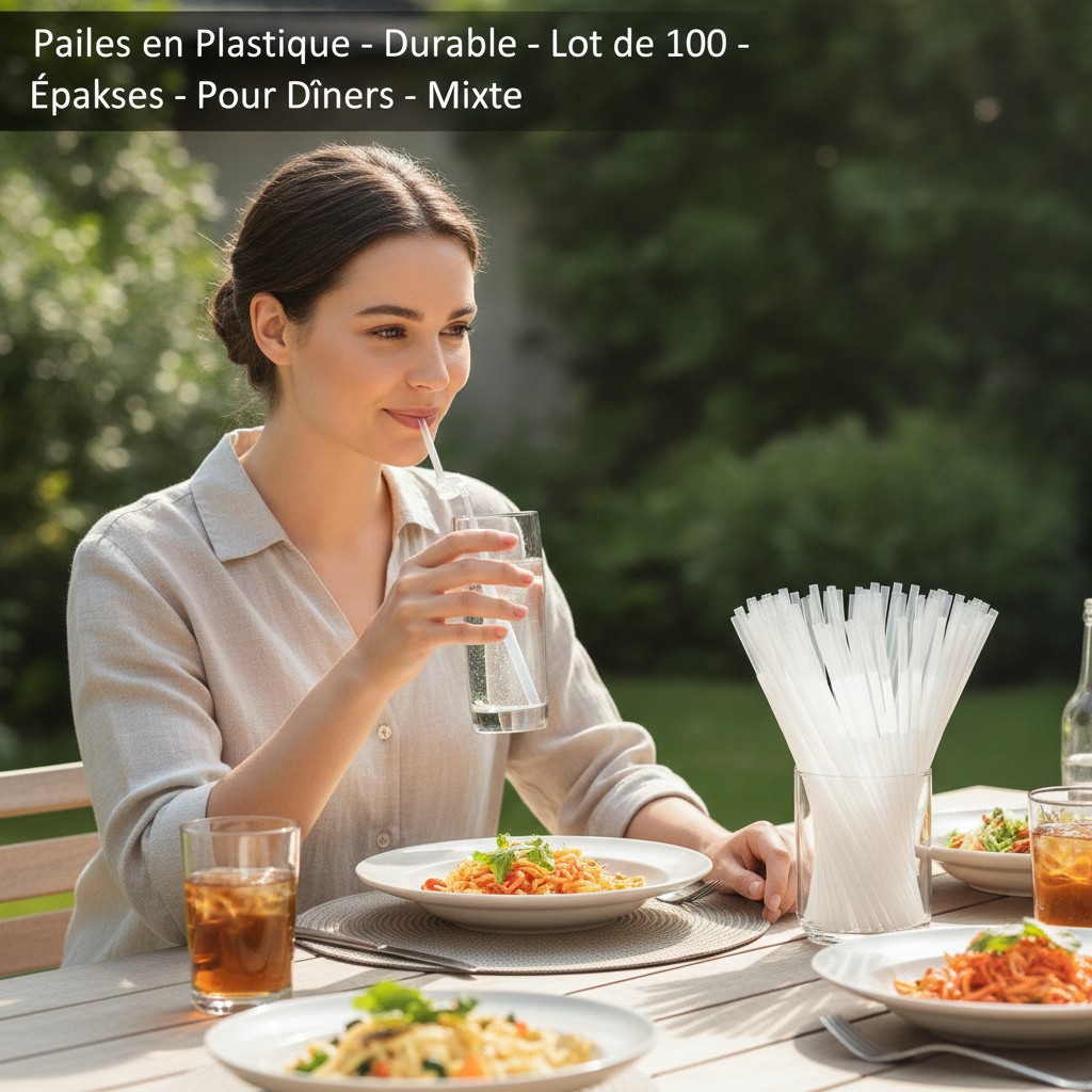 Pailles en Plastique - Durable - Lot de 100 - Épaisses - Pour Dîners - Mixte (couleur aléatoire) - Marjane Mall - Image 4