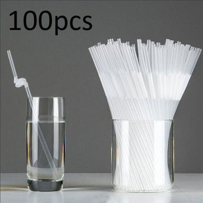 Lot de 100 Pailles en Plastique Durable pour Dîners de Prestige