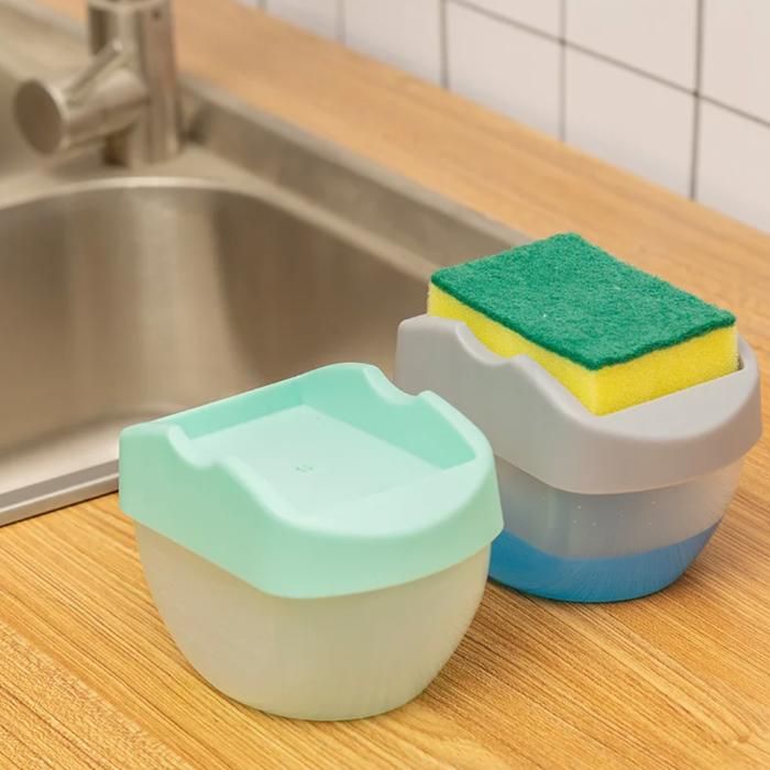 Distributeur de savon avec porte éponge Conteneur de nettoyage liquide manuel